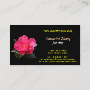 pink camellia flower business card