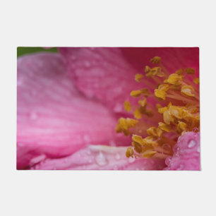 Pink Camellia Flower Stamens Doormat