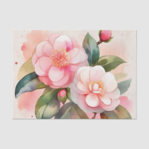 Pink Camellia Flowers Tissue Paper