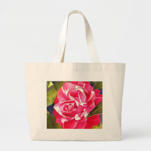 Pink Camellia watercolor flower art painting Large Tote Bag