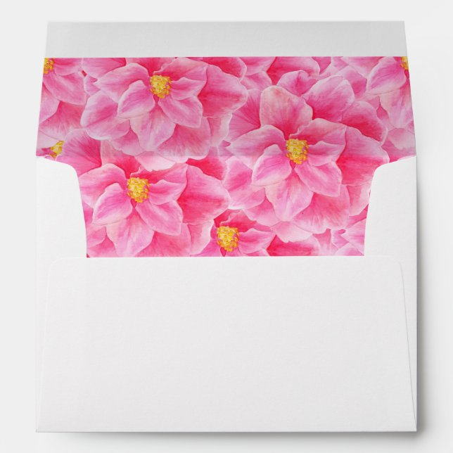 Pink camellia watercolor occasion envelopes (Back (Bottom))