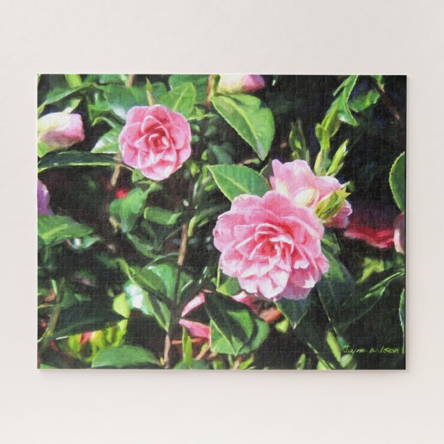 Pink Camellias Digital Painting Jigsaw Puzzle (Horizontal)