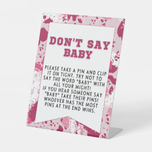 Pink Camo Baby Shower Games Pedestal Sign