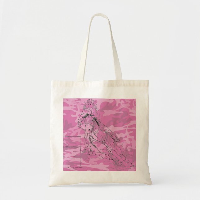 Pink Camo Barrel Racer Tote Bag (Front)