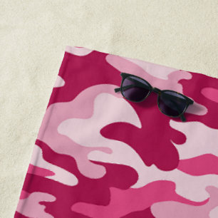 Pink Camo Camouflage Beach Towel