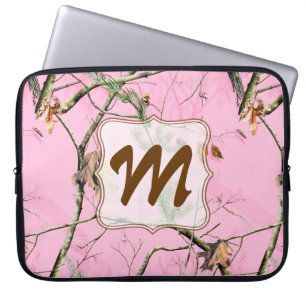 Pink Camo Camouflage Hunt Monogram 15" Laptop Case