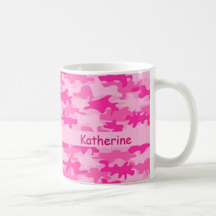Pink Camo Camouflage Name Personalised Coffee Mug