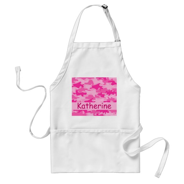 Pink Camo Camouflage Name Personalised Standard Apron (Front)