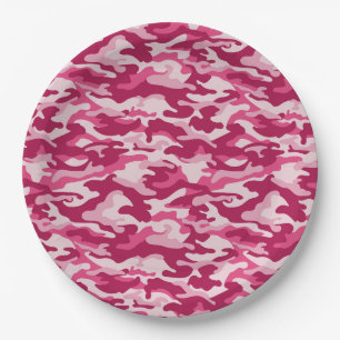 Pink Camo Camouflage Paper Plate