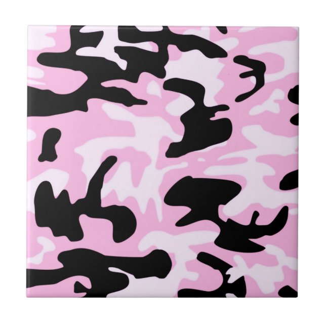 Pink Camo Camouflage Pattern Tile (Front)