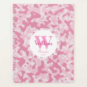 Pink Camo Camouflage Personalised Monogram Planner