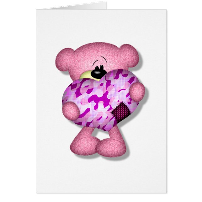 pink camo heart bear (Front)