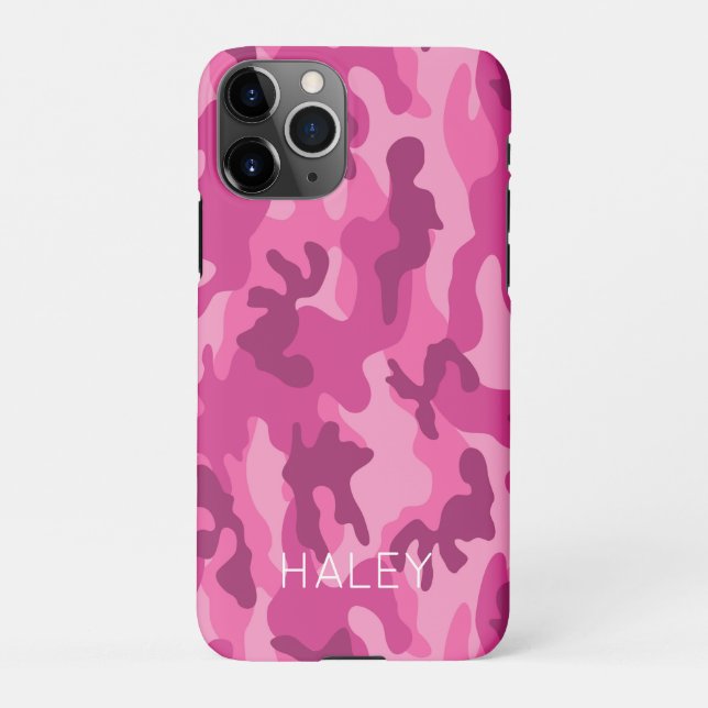 Pink Camo Her Name Modern Phone Case (Back)