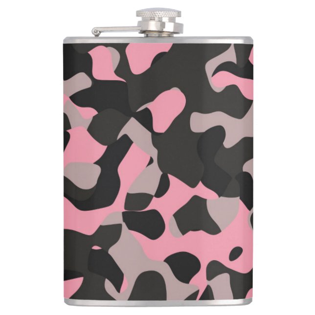 Pink Camo   Hip Flask (Front)