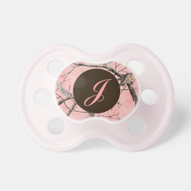 Pink Camo Initial Pacifier (Front)