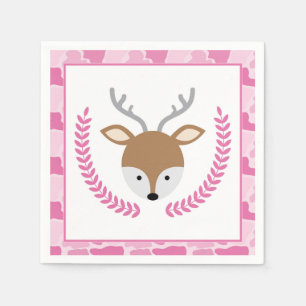 Pink Camo Little Deer Baby Shower Napkins