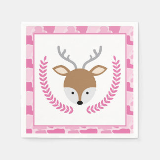 Pink Camo Little Deer Baby Shower Napkins