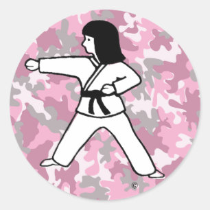 Pink Camo Martial Arts Girl Stickers