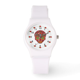 Pink Camo Mexican Day Of The Dead Sugar Skull Watch