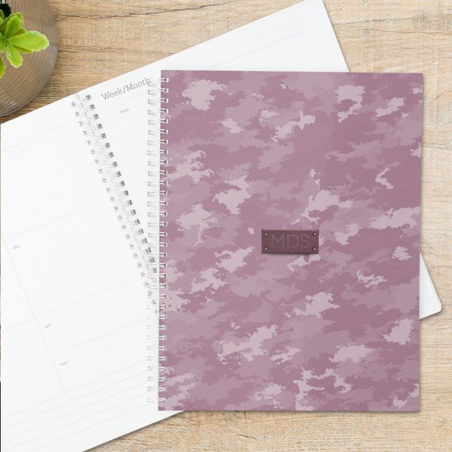 Pink Camo Modern Camouflage Monogram Planner (A pretty pink camo planner for all your planner needs. Just add your initials)