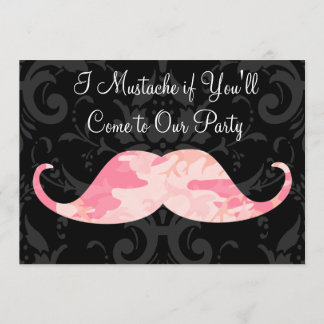 Pink Camo Moustache - I Moustache if You'll Party Invitation
