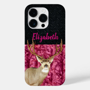 Pink Camo Mule Deer Hunting Name Sports Case-Mate iPhone 14 Pro Case