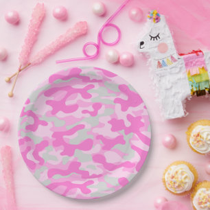 Pink Camo Paper Plate