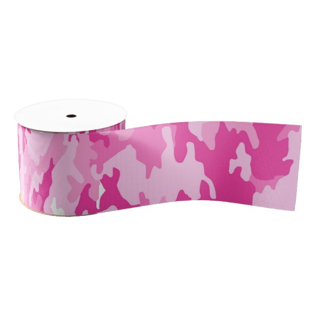 Pink Camo Pattern – Breast Cancer Awareness Grosgrain Ribbon (Spool)