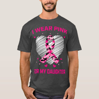 Pink Camo Ribbon Breast Cancer Awareness Daughter  T-Shirt