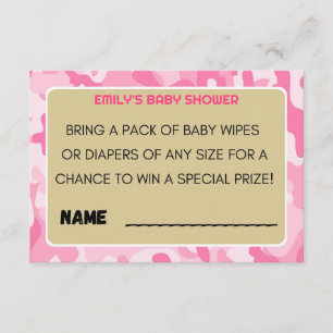 Pink Camo Soldier Baby Shower Enclosure Card