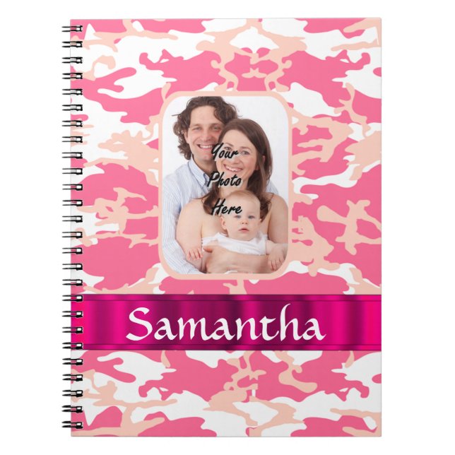 Pink camo spiral notebook (Front)