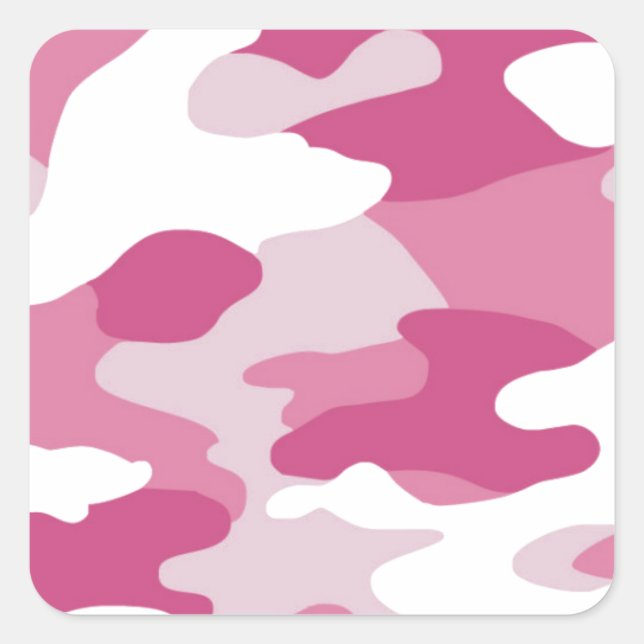 Pink Camo Square Sticker (Front)