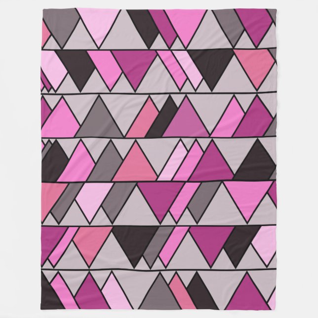 Pink Camo Triangles  Fleece Blanket (Front)