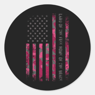 Pink Camo Usa Flag Military Camouflage Distressed Classic Round Sticker