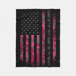 Pink Camo Usa Flag Military Camouflage Distressed Fleece Blanket