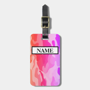 Pink Camouflafe , Custom Name Luggage Tag