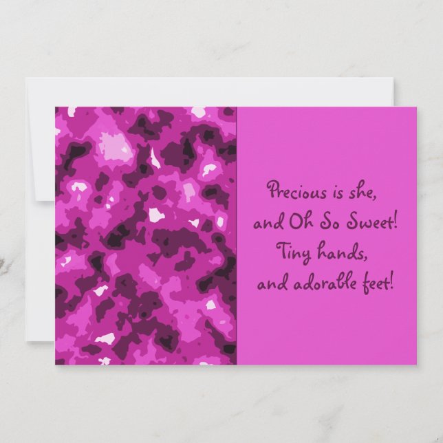 Pink Camouflage Baby Girl Birth Annoucement Announcement (Front)