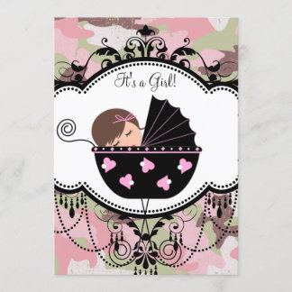Pink Camouflage Baby Girl Shower Invitations