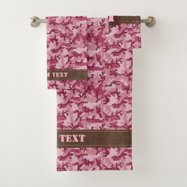 Pink camouflage bath towel set (Insitu)