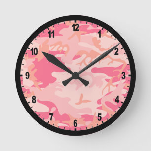 Pink Camouflage Camo Wall Clock