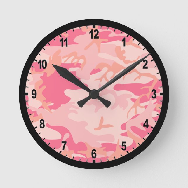 Pink Camouflage Camo Wall Clock (Front)