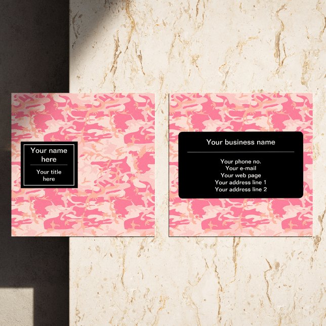Pink Camouflage, Camouflage, Military, Army Square Business Card (Creator Uploaded)