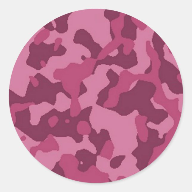 Pink Camouflage Classic Round Sticker (Front)