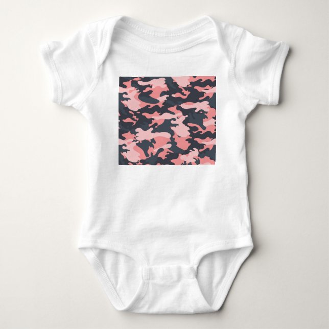 Pink Camouflage: Classic Vintage Pattern Baby Bodysuit (Front)