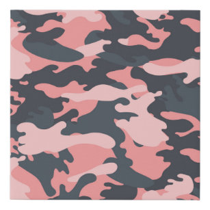 Pink Camouflage: Classic Vintage Pattern Faux Canvas Print