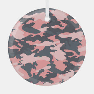 Pink Camouflage: Classic Vintage Pattern Glass Tree Decoration