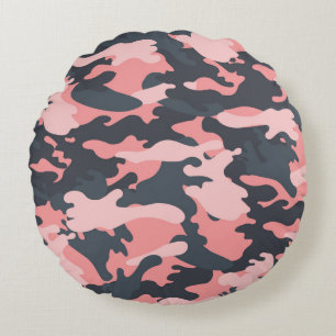 Pink Camouflage: Classic Vintage Pattern Round Cushion