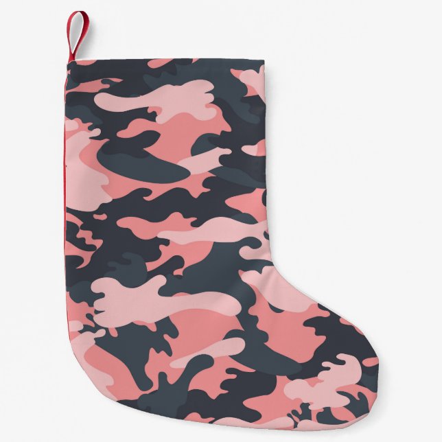Pink Camouflage: Classic Vintage Pattern Small Christmas Stocking (Front)