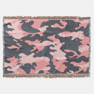 Pink Camouflage: Classic Vintage Pattern Throw Blanket