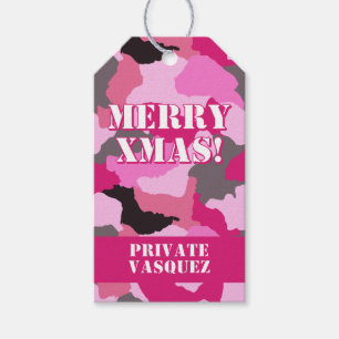 Pink Camouflage Custom Merry Xtmas Gift Tags